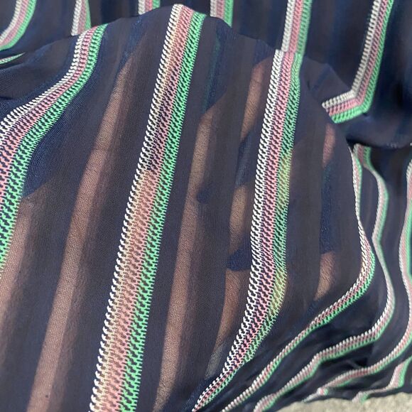 Modcloth Blouse Top Womens 1X Blue Striped Sheer Tunic Popover Beachy Casual - Picture 4 of 10